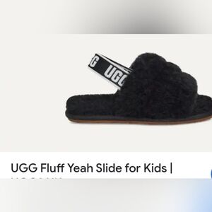 UGG Fluff Yeah Kids Furry Cozy Slipper slides sz 2.5
